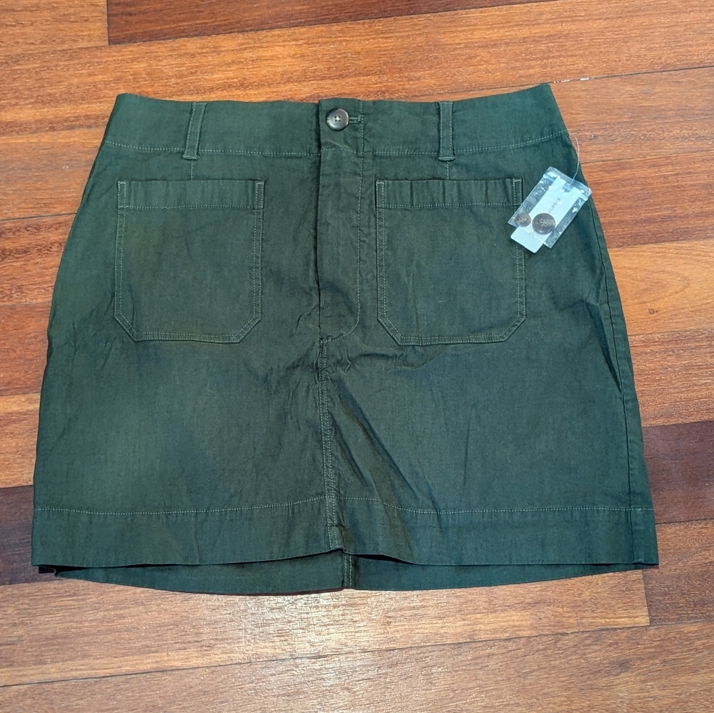 Maeve Anthropologie Dark Green Mini Skirt with Front Pockets NWT